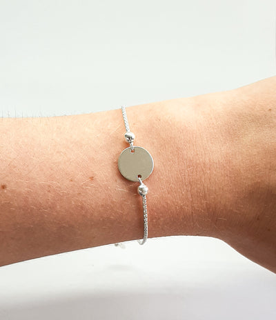 Silver Large Disc Slider Bracelet