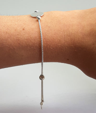 Silver Large Disc Slider Bracelet