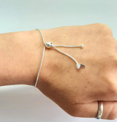 Silver Large Disc Slider Bracelet