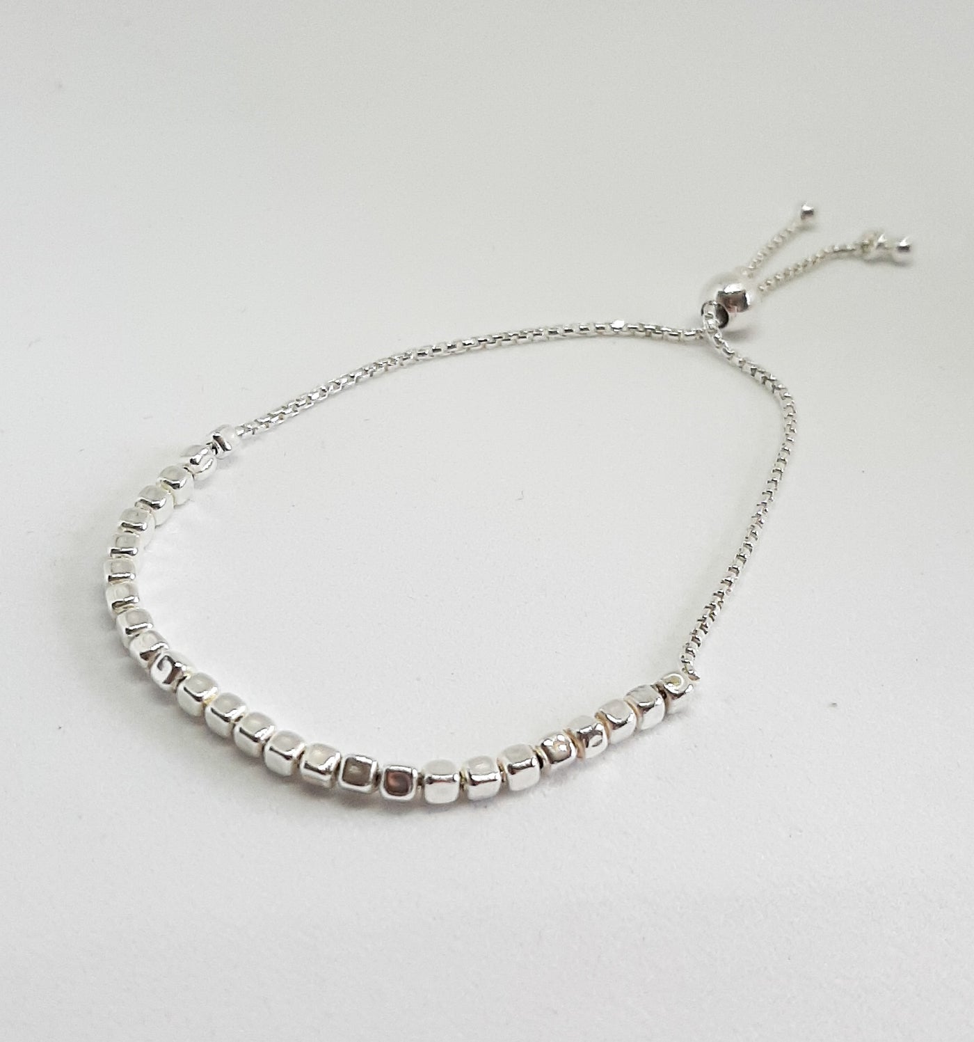 Silver Cubed Slider Bracelet