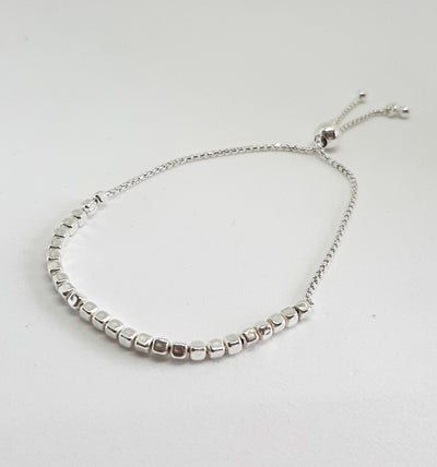 Silver Cubed Slider Bracelet