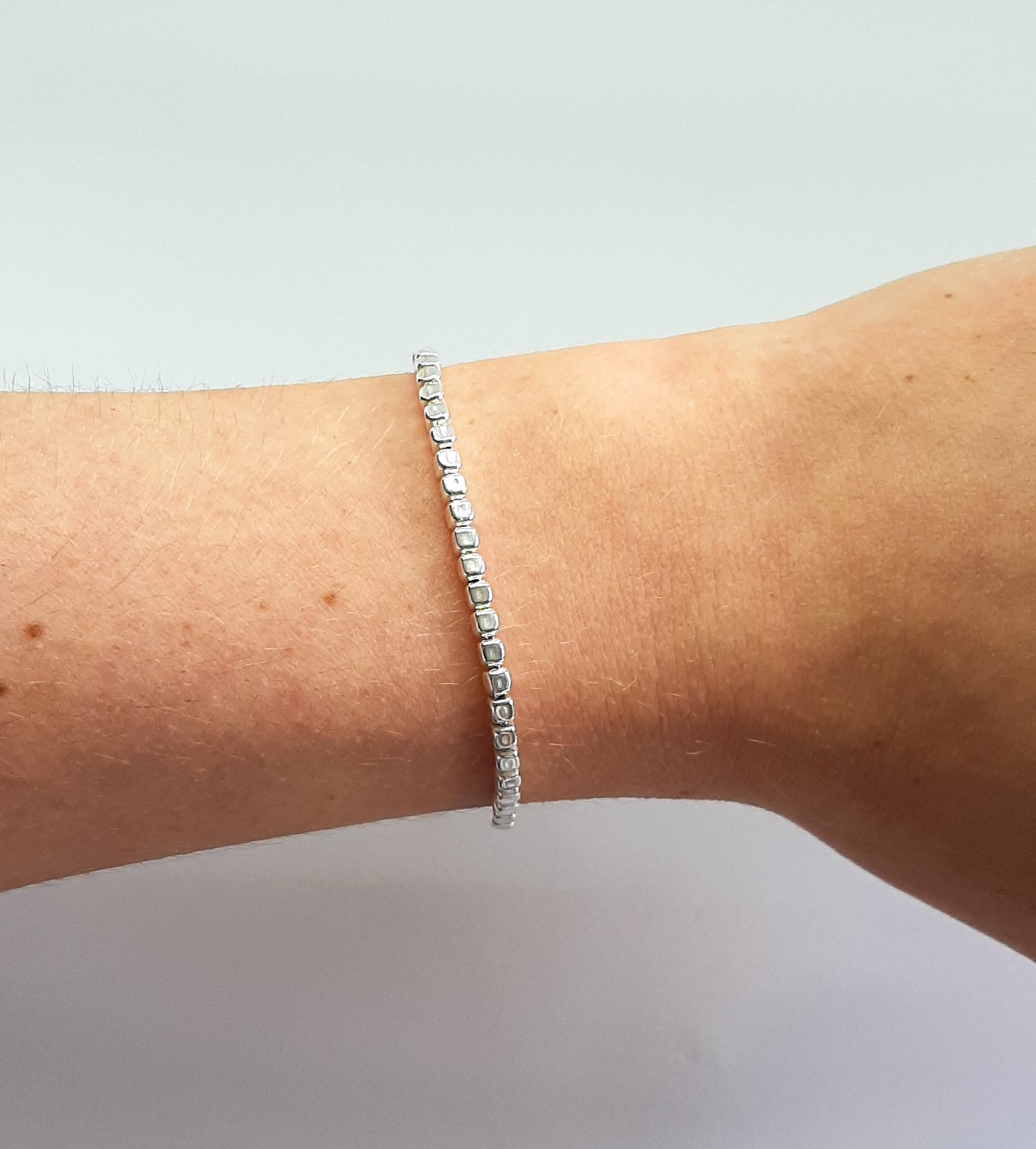 Silver Cubed Slider Bracelet