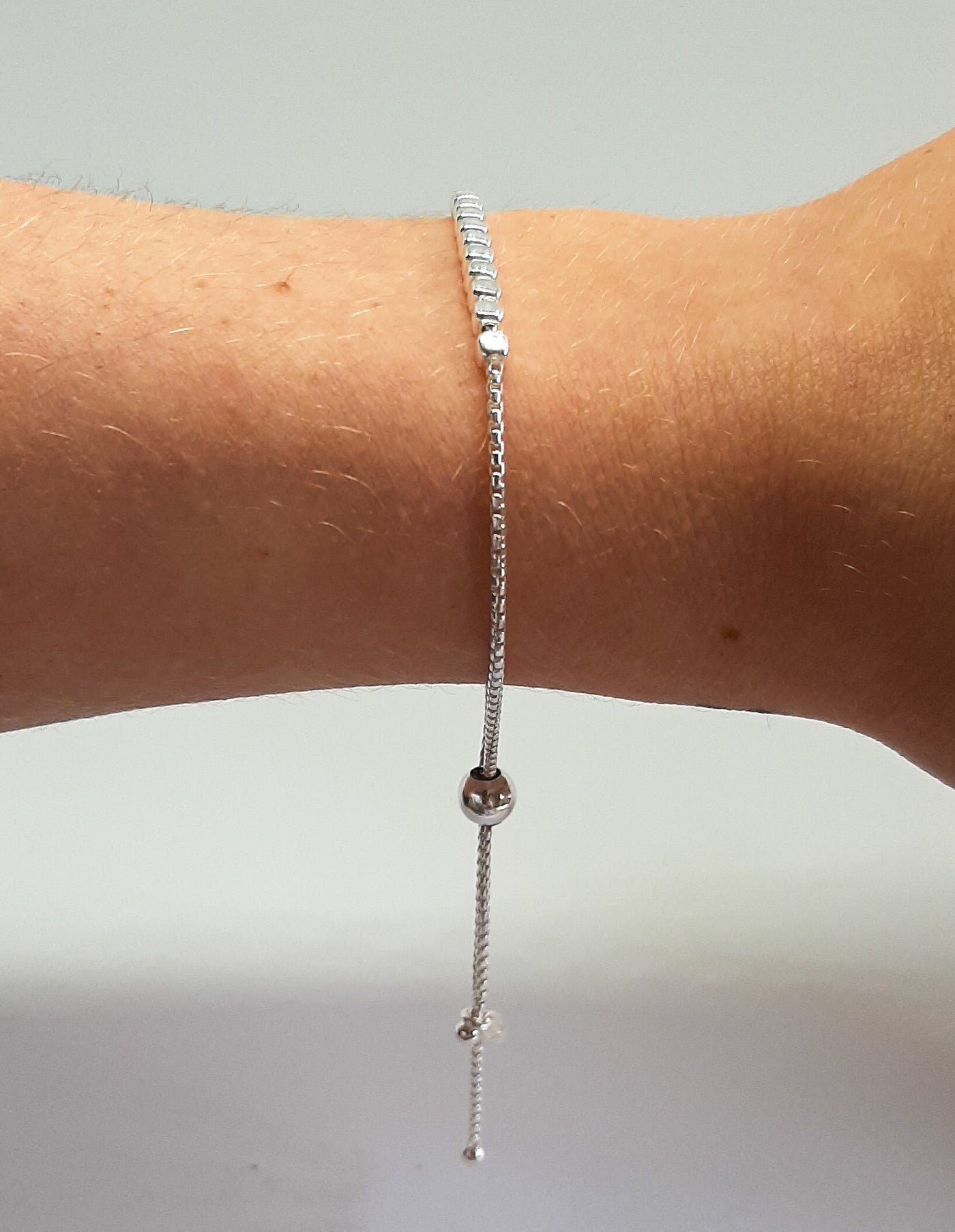 Silver Cubed Slider Bracelet