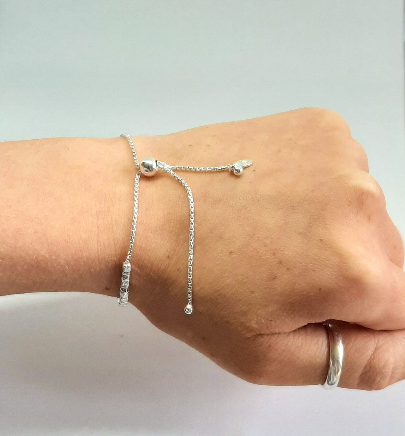 Silver Cubed Slider Bracelet