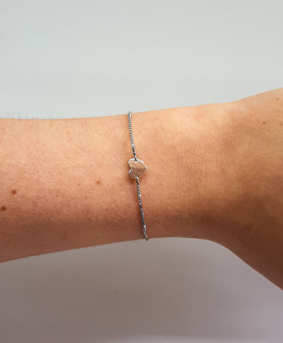 Silver Mini Rose Gold Heart Slider Bracelet