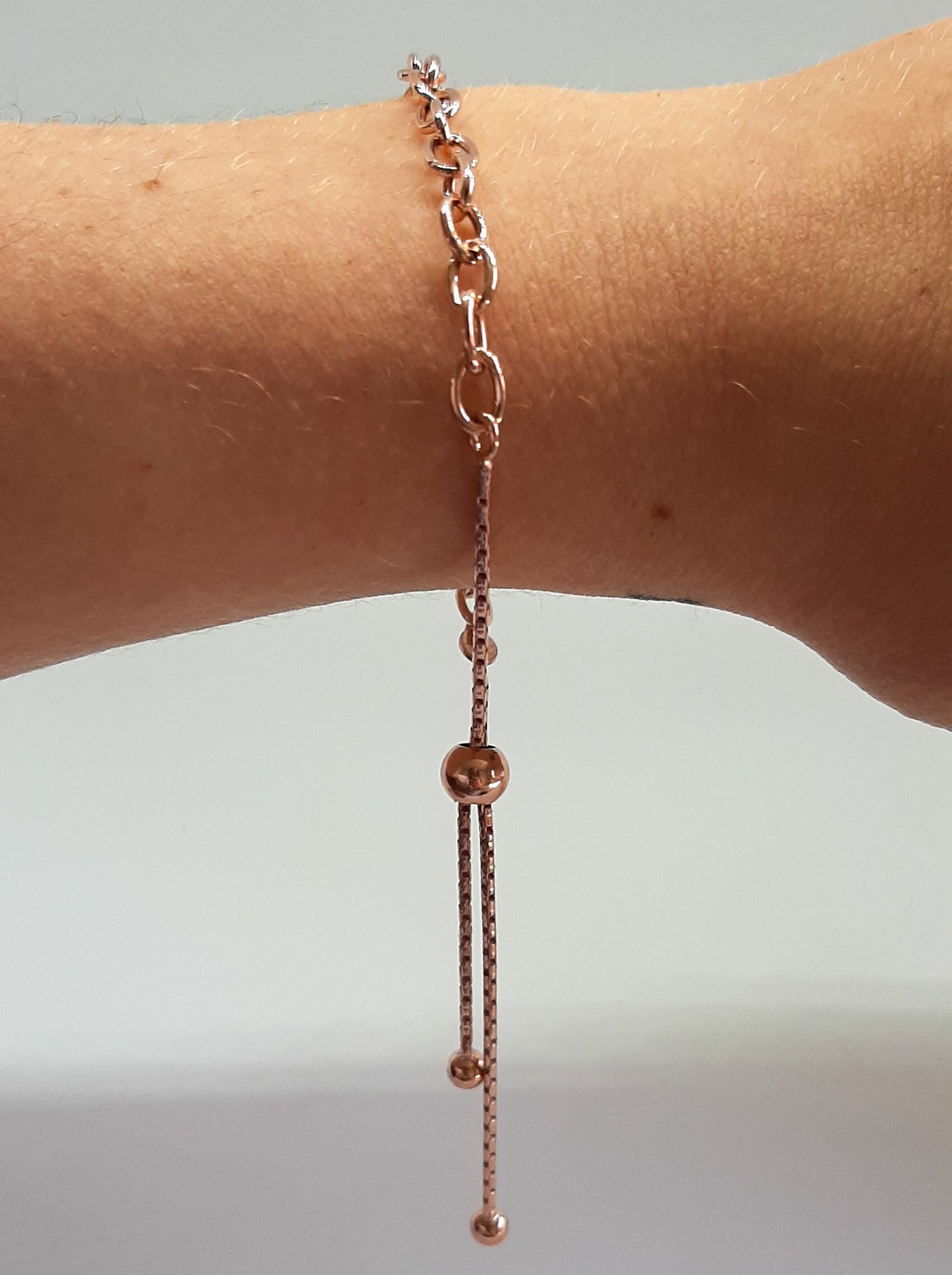 Rose Gold Chain Link Slider Bracelet