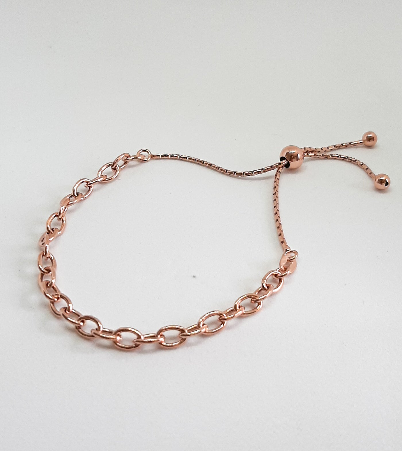 Rose Gold Chain Link Slider Bracelet