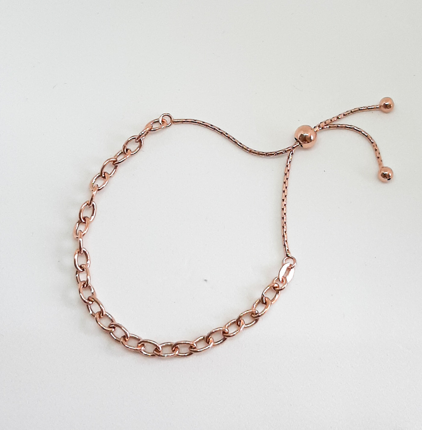 Rose Gold Chain Link Slider Bracelet