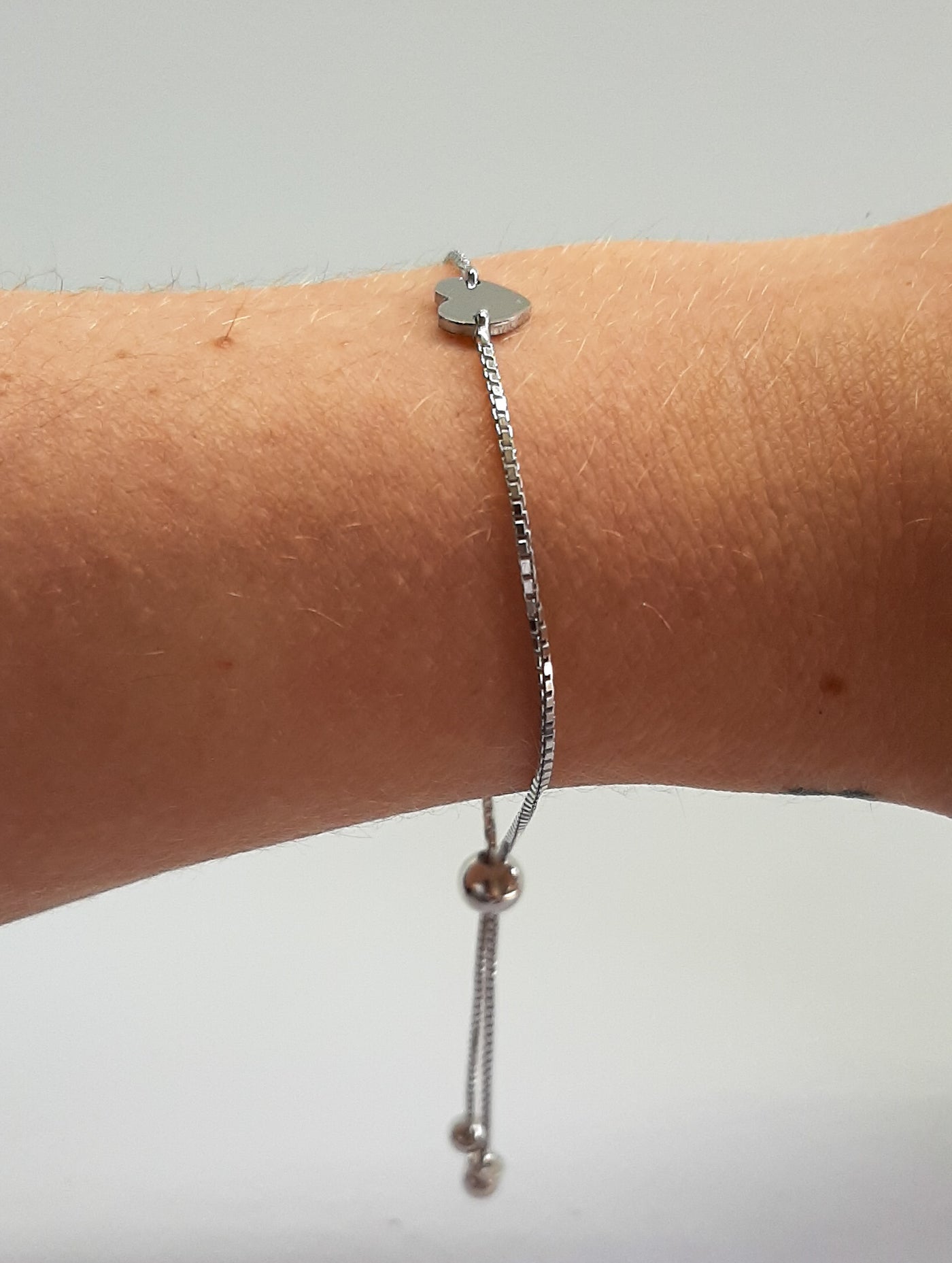 Silver Mini Heart Slider Bracelet