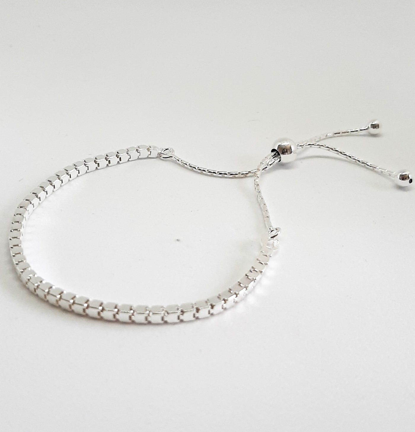 Silver Box Chain Slider Bracelet