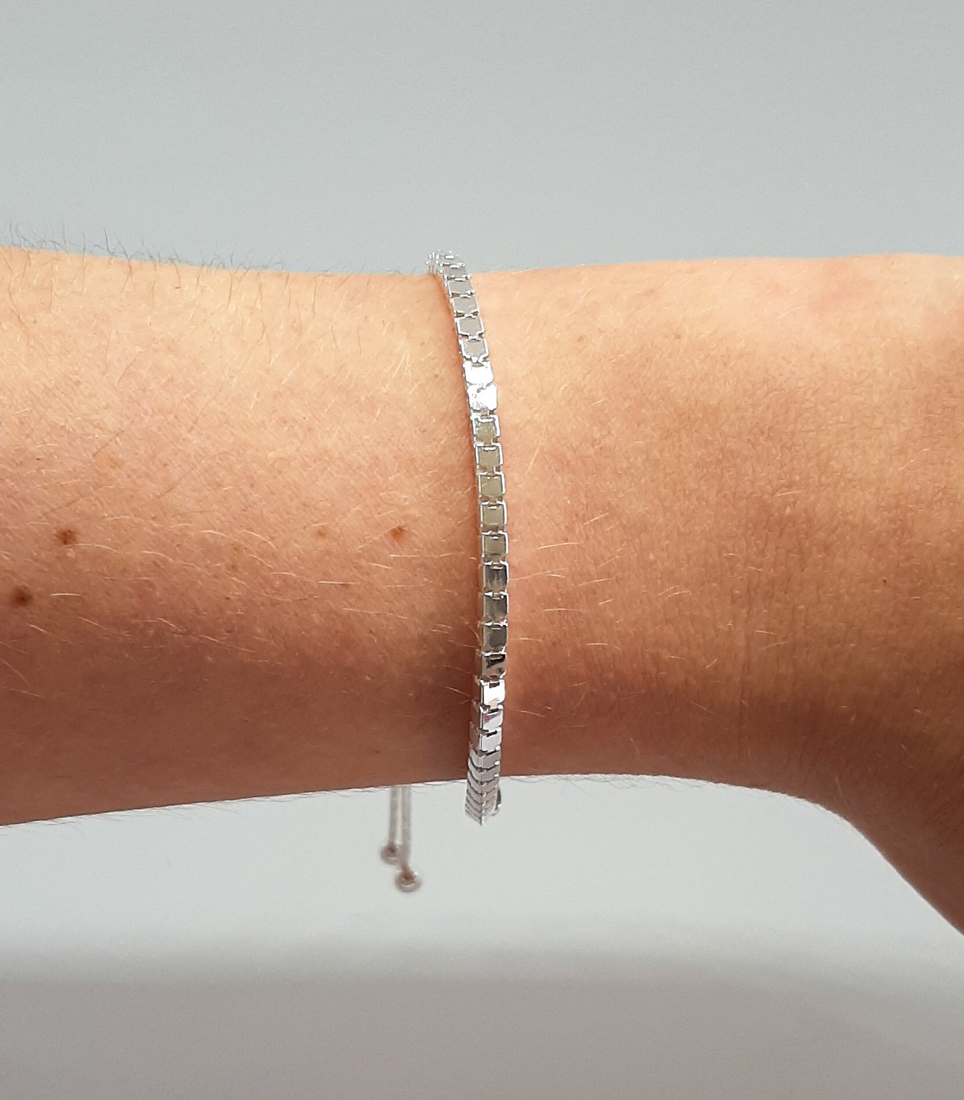 Silver Box Chain Slider Bracelet