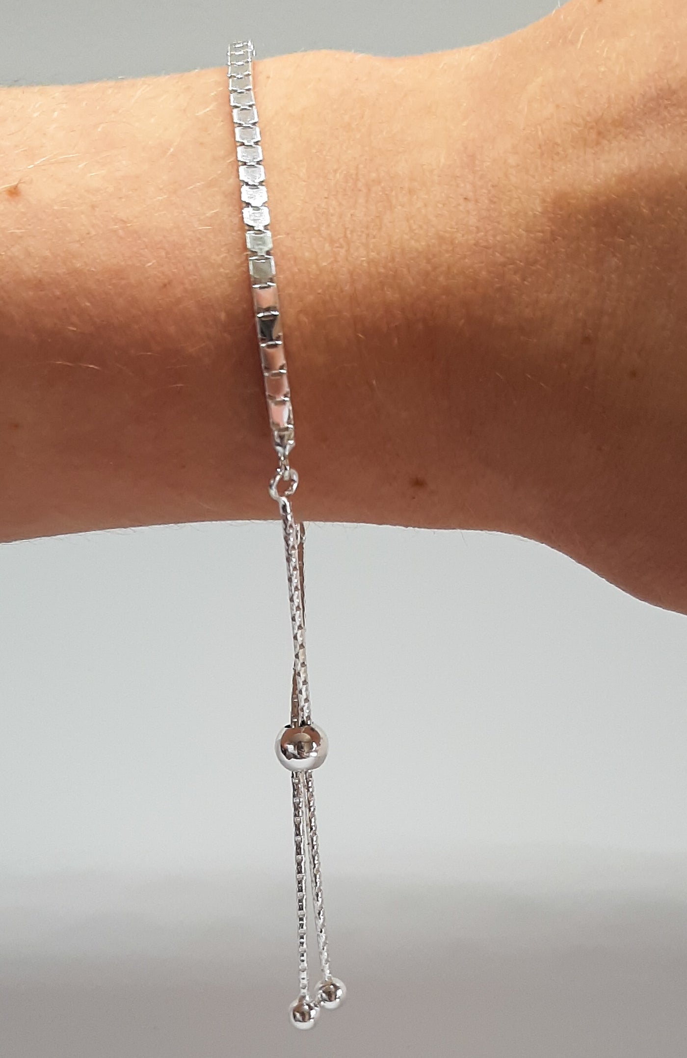 Silver Box Chain Slider Bracelet