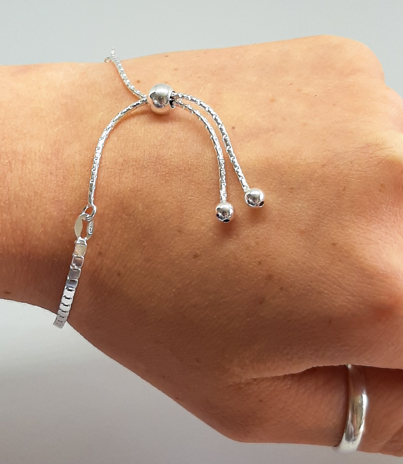 Silver Box Chain Slider Bracelet