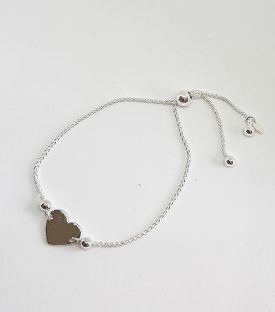 Silver Large Heart Slider Bracelet