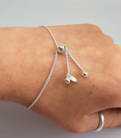 Silver Large Heart Slider Bracelet