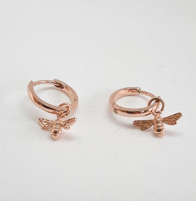 Rose Gold Bee Huggie Hoop Earrings