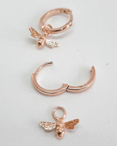 Rose Gold Bee Huggie Hoop Earrings
