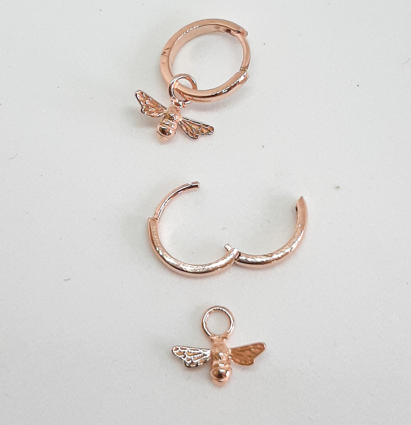 Rose Gold Bee Huggie Hoop Earrings