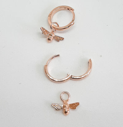 Rose Gold Bee Huggie Hoop Earrings