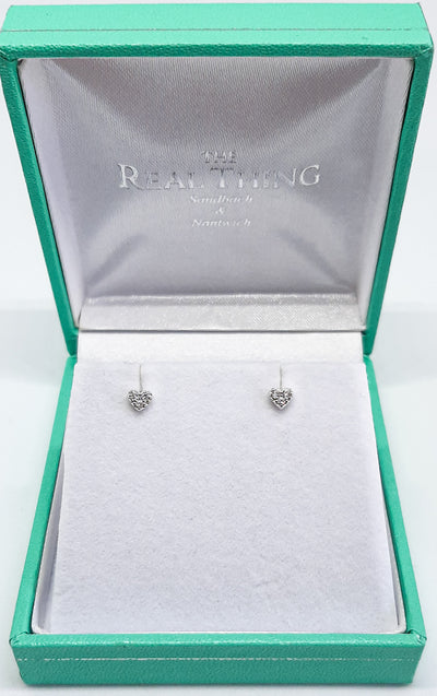 Small CZ Heart Stud Earrings