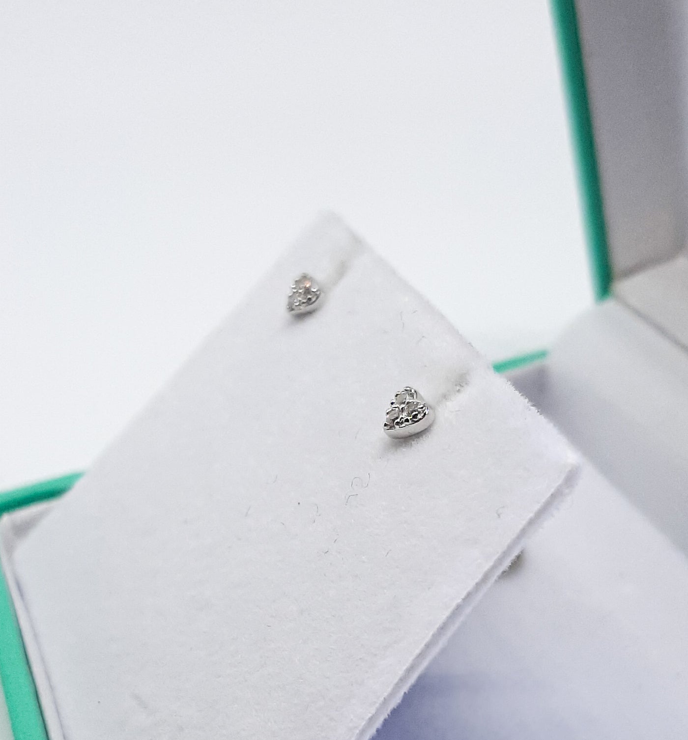 Small CZ Heart Stud Earrings