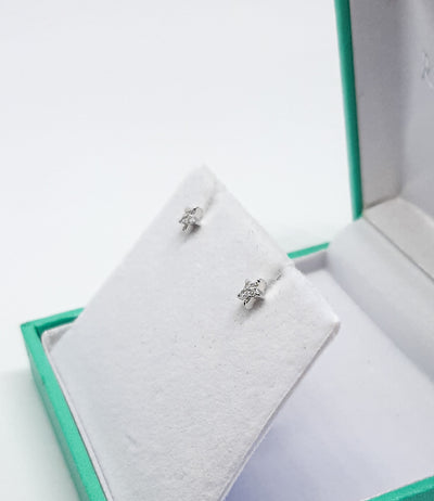 Silver CZ Star Stud Earrings