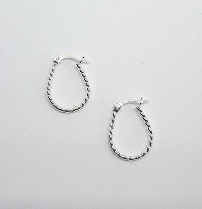 Small Silver Oval Barley Twist Hinged Hoop