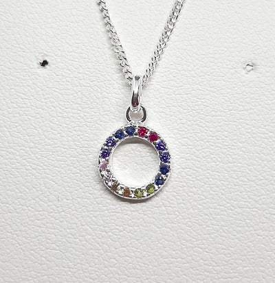 Dew CZ Rainbow Circle Dinky Pendant