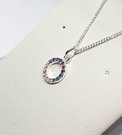 Dew CZ Rainbow Circle Dinky Pendant