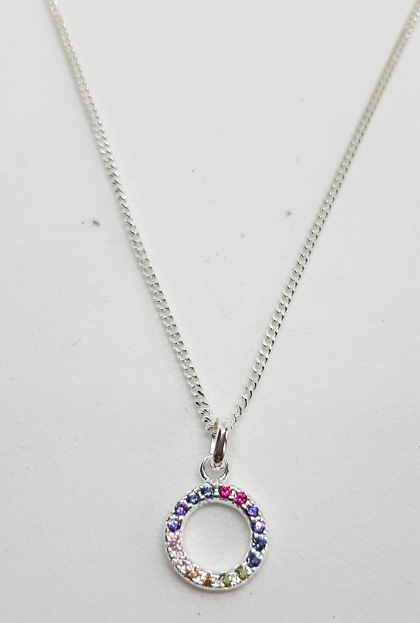 Dew CZ Rainbow Circle Dinky Pendant