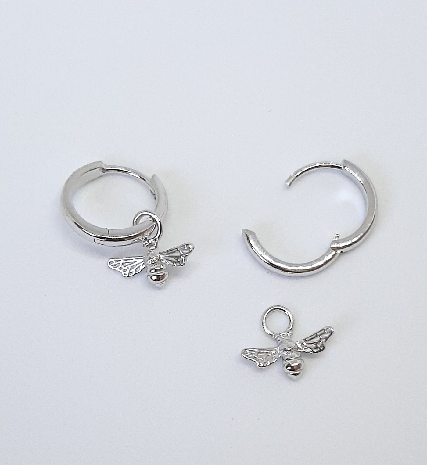 Silver Bee Huggie Hoop Earrings