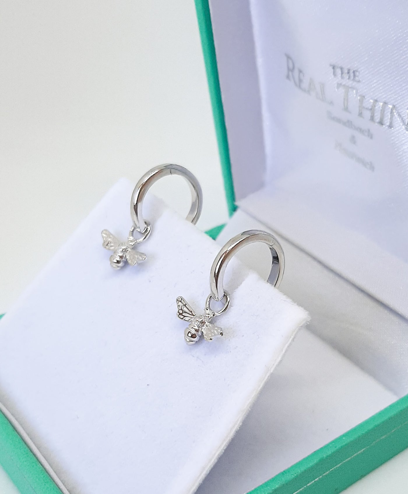 Silver Bee Huggie Hoop Earrings