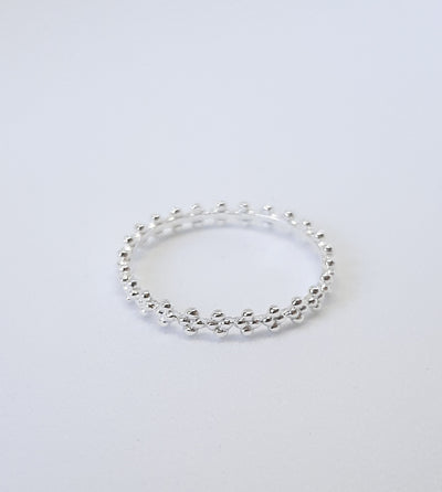 Silver Flower Bobble Ring