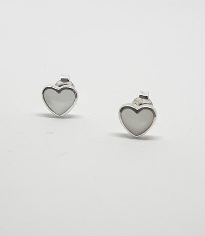 Dinky Mother of Pearl Heart Stud Earrings