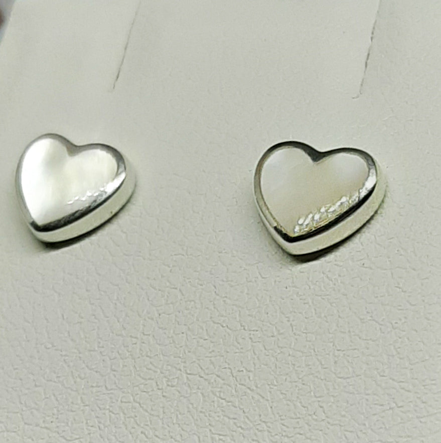 Dinky Mother of Pearl Heart Stud Earrings