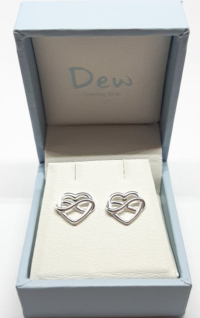 Dew Infinity Heart Stud Earrings