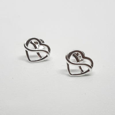 Dew Infinity Heart Stud Earrings