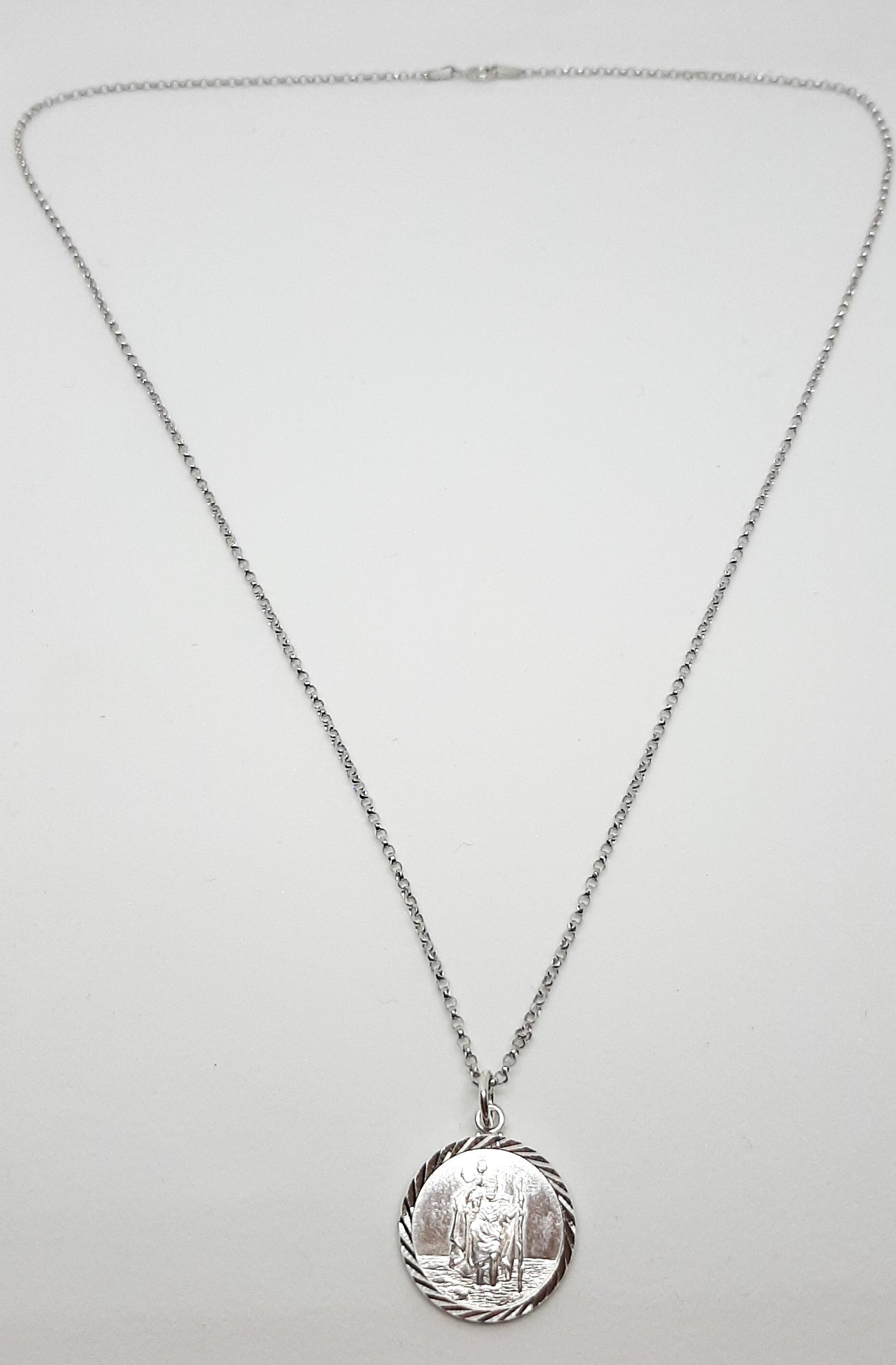 Silver Diamond Cut St Christopher Necklace