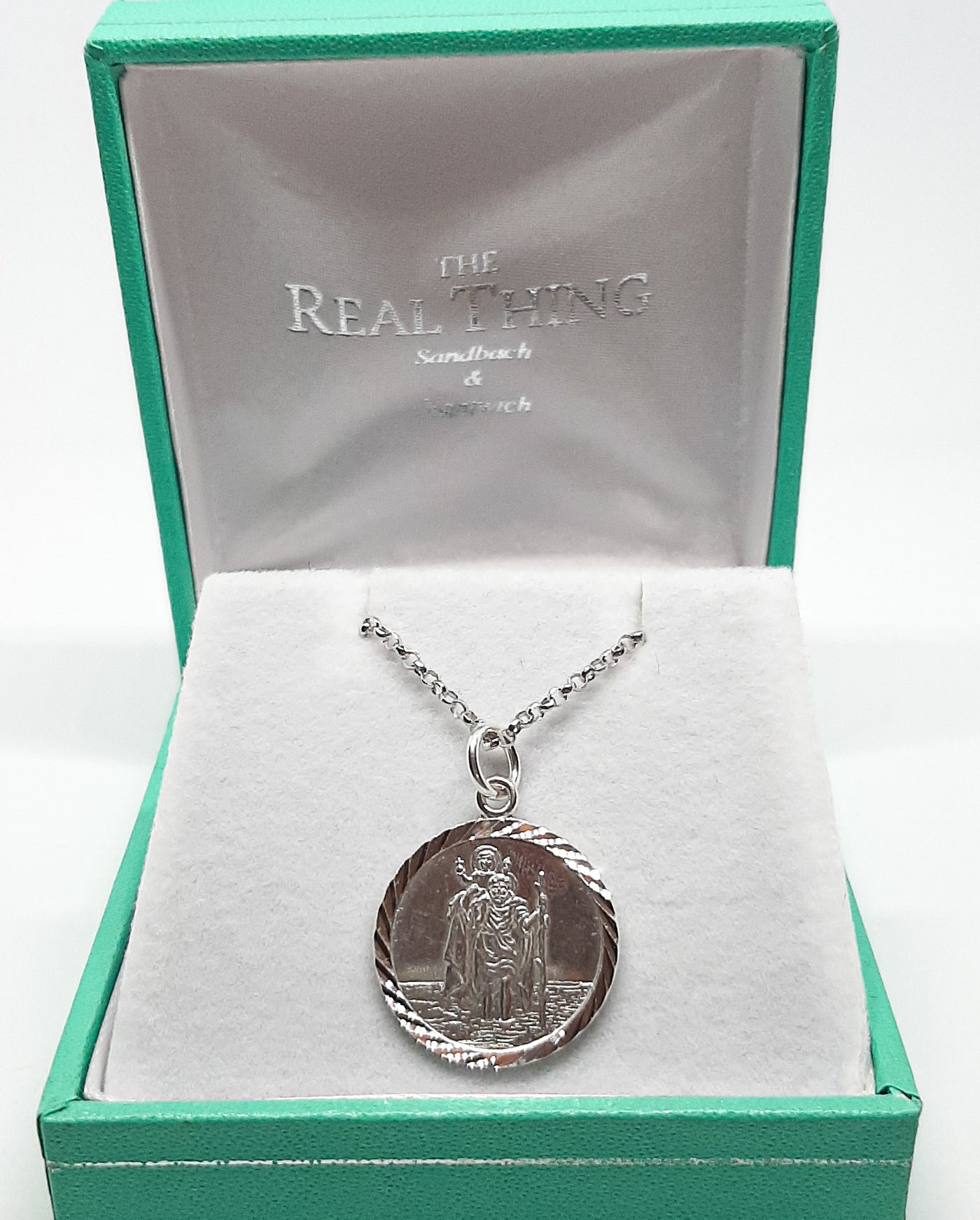 Silver Diamond Cut St Christopher Necklace