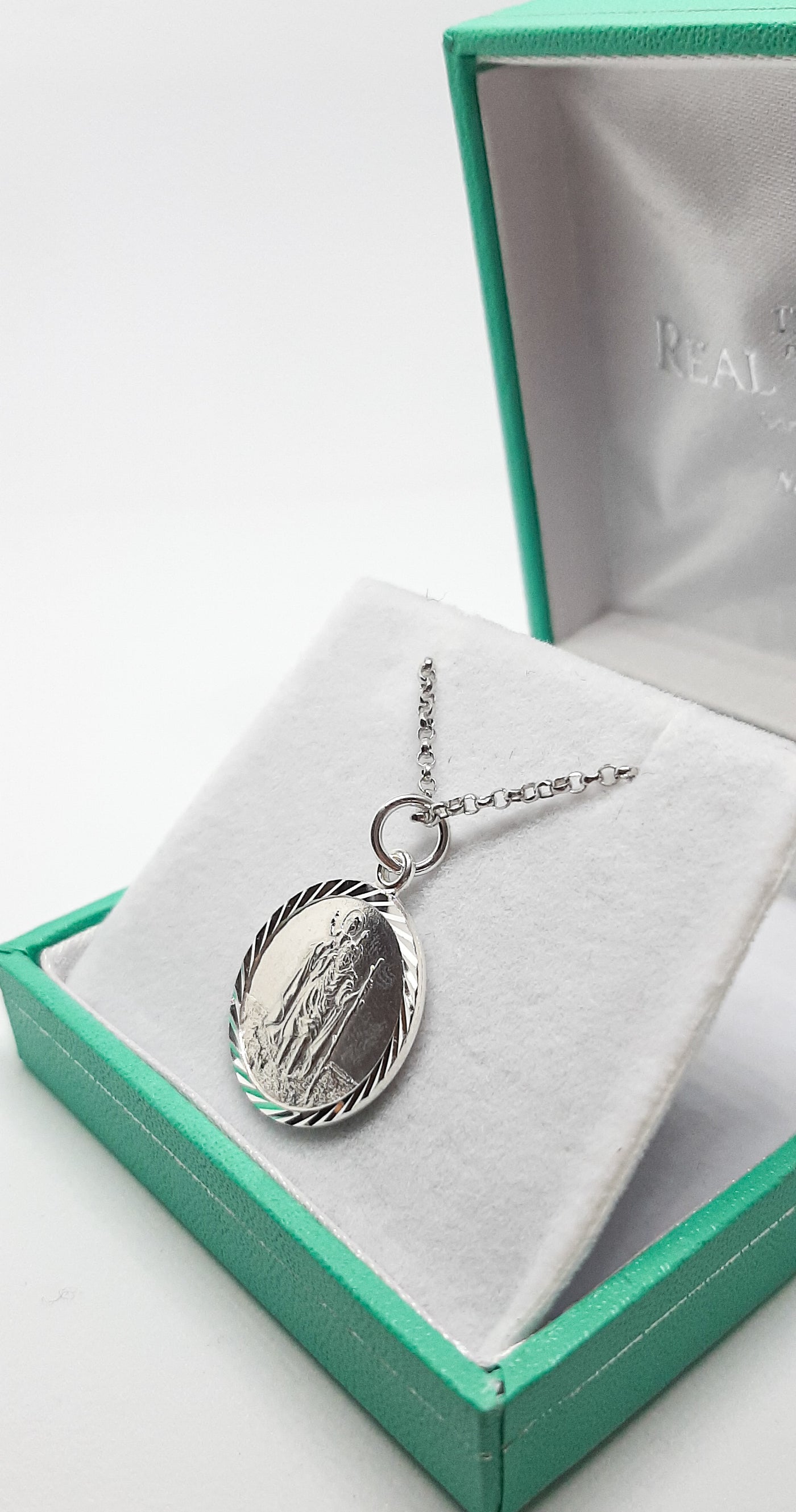 Silver Diamond Cut St Christopher Necklace