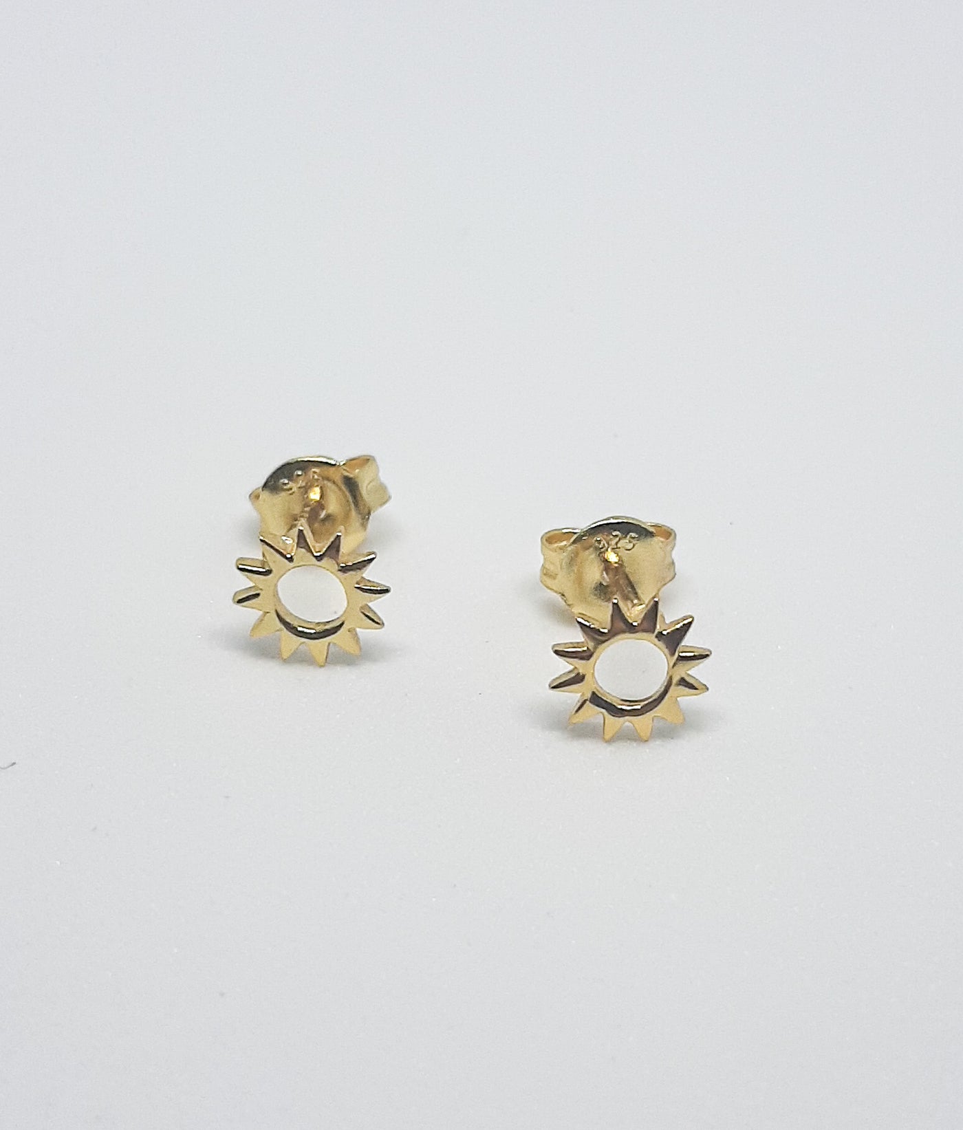 Yellow Gold Open Sun Stud Earrings