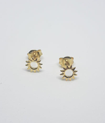 Yellow Gold Open Sun Stud Earrings