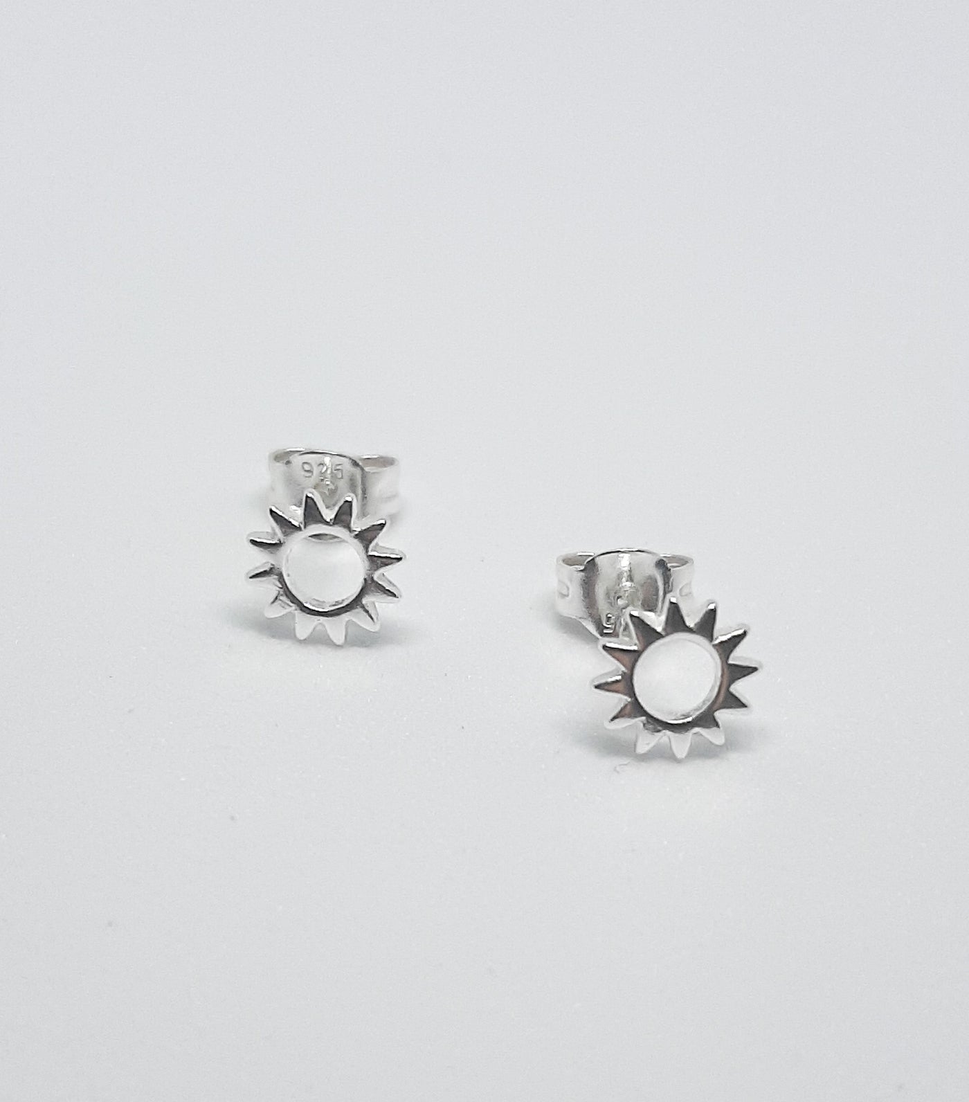 Silver Open Sun Stud Earrings