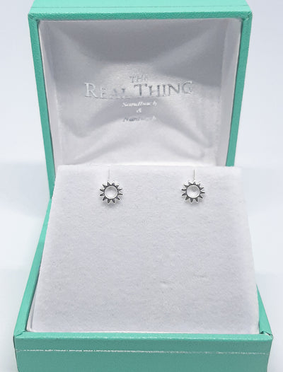 Silver Open Sun Stud Earrings