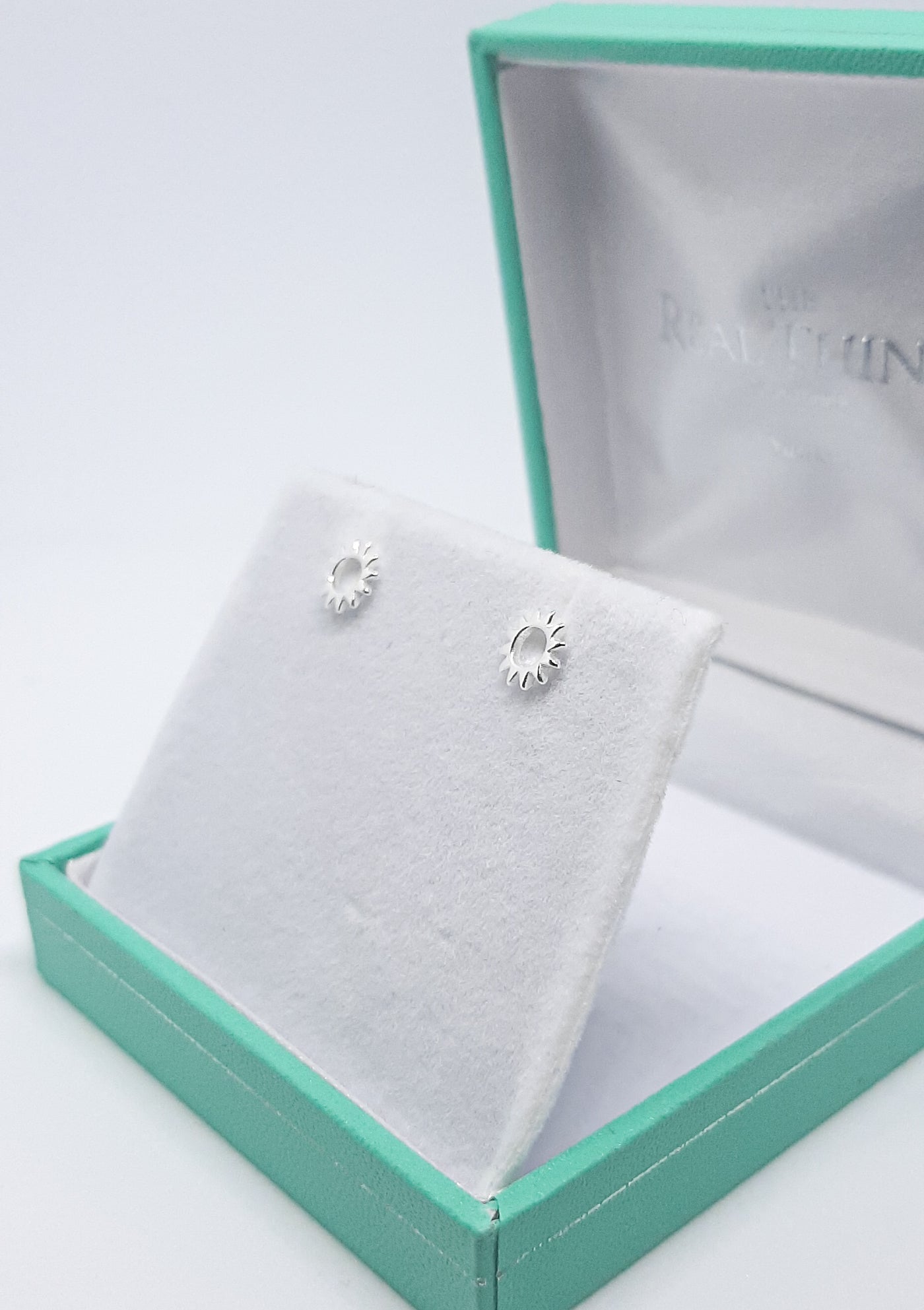 Silver Open Sun Stud Earrings