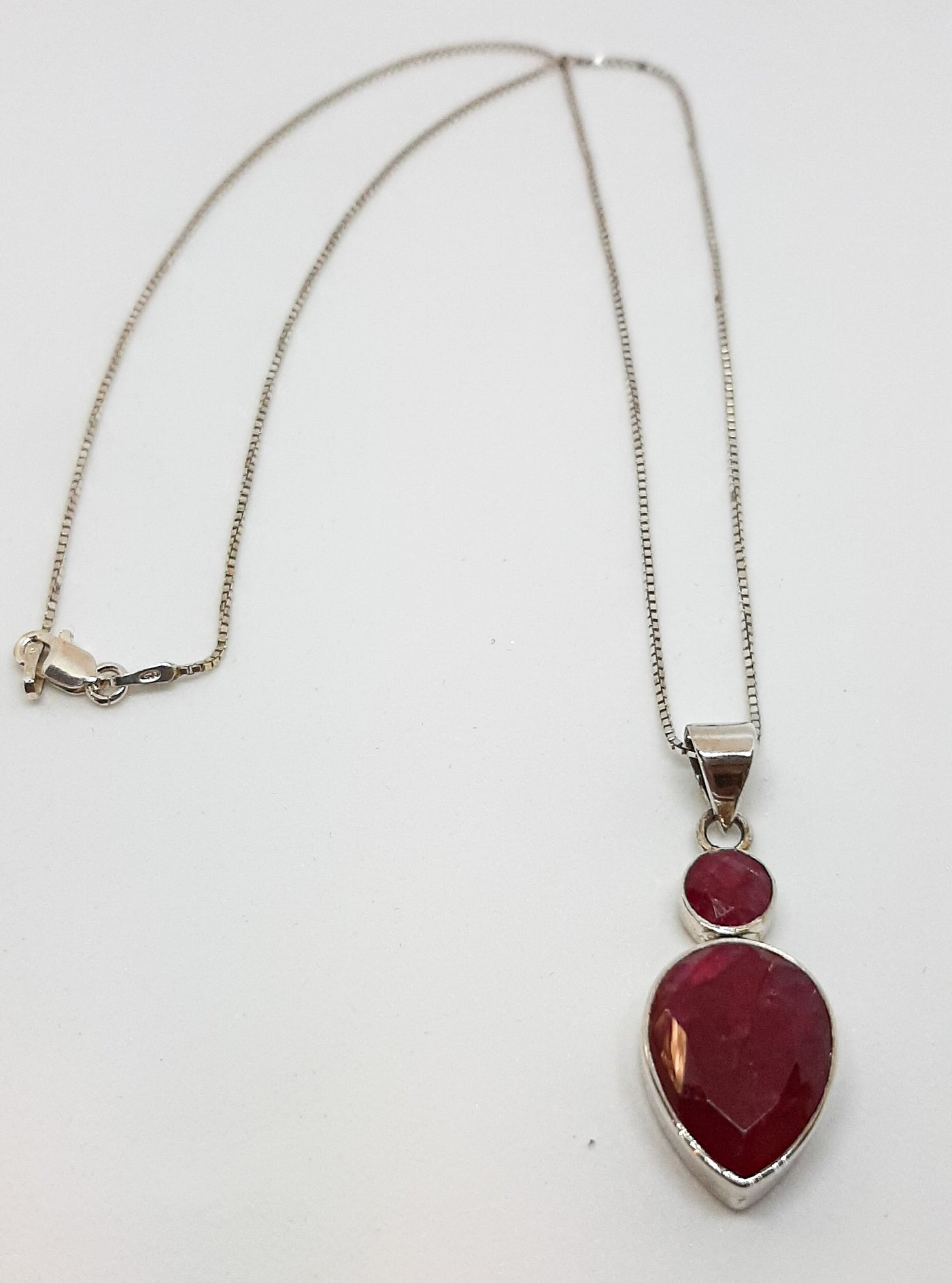 Ruby Circle & Tear Drop Pendant