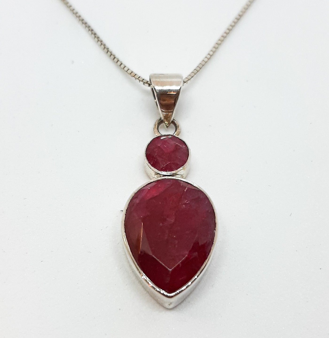 Ruby Circle & Tear Drop Pendant