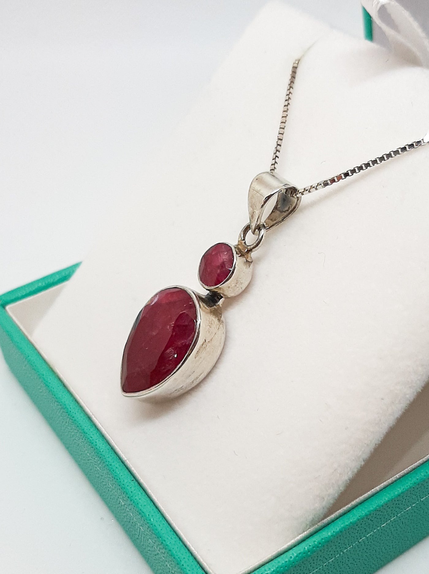 Ruby Circle & Tear Drop Pendant