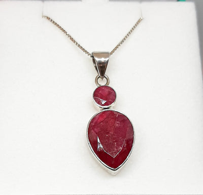 Ruby Circle & Tear Drop Pendant