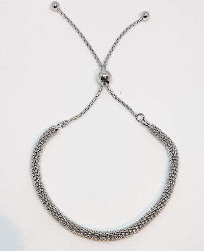 Silver Large Popcorn Slider Bracelet